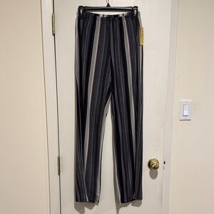 Melissa Paige Women's Striped Straight Leg Pants - Black and Cream